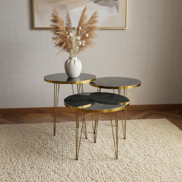 Alda Set Of 3 Nesting Table Grey